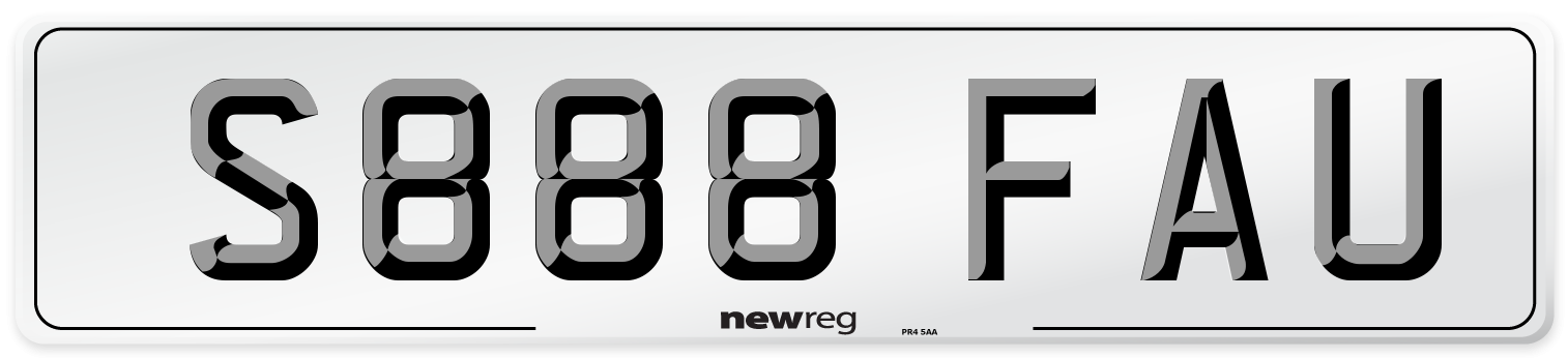 S888 FAU Number Plate from New Reg